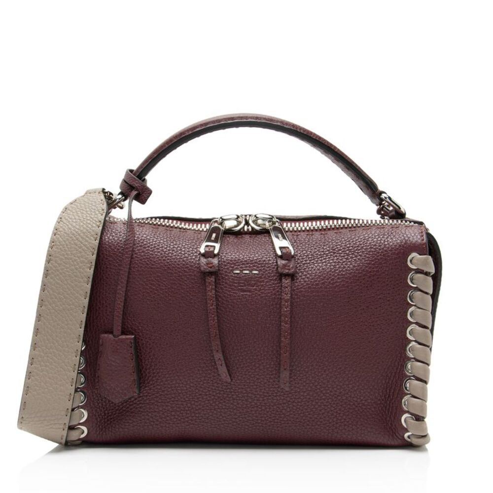 Fendi Selleria Leather Whipstitch Lei Boston Bag